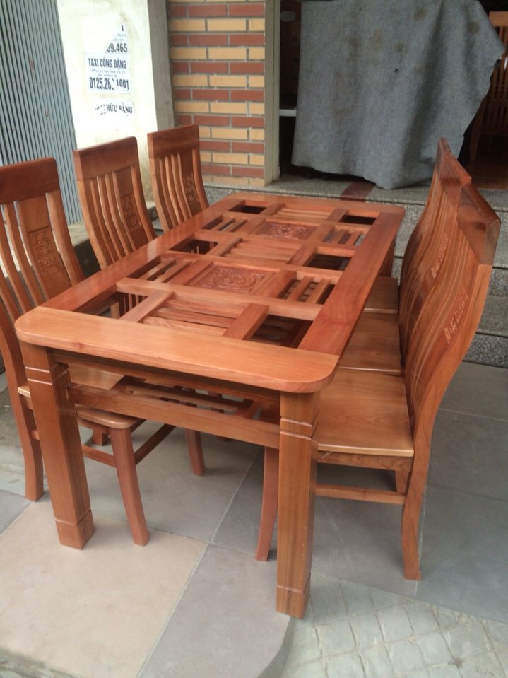 bộ bàn ăn 6 ghế mặt kính giá rẻ